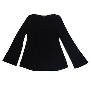 Boston Proper Black V Neck Stretch Shirt Womens Long Sleeve‎ Casual Size Medium